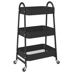 vidaXL Storage Trolley Service Trolley 3-Tier Utility Cart Storage Rack Steel - black