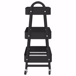 vidaXL Storage Trolley Service Trolley 3-Tier Utility Cart Storage Rack Steel - black - Additional view 4