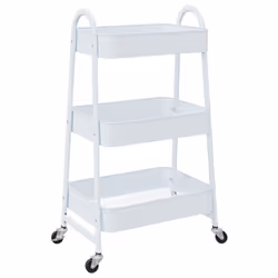 vidaXL Storage Trolley Service Trolley 3-Tier Utility Cart Storage Rack Steel - white