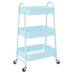 vidaXL Storage Trolley Service Trolley 3-Tier Utility Cart Storage Rack Steel - blue