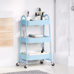 vidaXL Storage Trolley Service Trolley 3-Tier Utility Cart Storage Rack Steel - blue