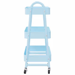 vidaXL Storage Trolley Service Trolley 3-Tier Utility Cart Storage Rack Steel - blue - Additional view 4