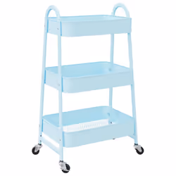vidaXL Storage Trolley Service Trolley 3-Tier Utility Cart Storage Rack Steel - blue - Additional view 5
