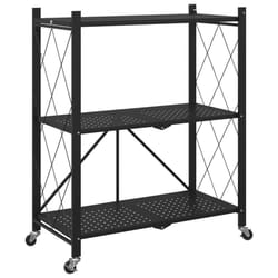 vidaXL Storage Shelf on Wheels Black 71x34x88 cm Steel kitchen shelf
