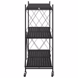 vidaXL Storage Shelf on Wheels Black 71x34x88 cm Steel kitchen shelf - Additional view 4