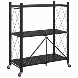 vidaXL Storage Shelf on Wheels Black 71x34x88 cm Steel kitchen shelf - Additional view 5