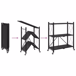 vidaXL Storage Shelf on Wheels Black 71x34x88 cm Steel kitchen shelf - Additional view 6