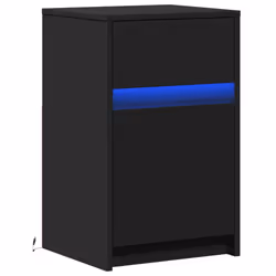 vidaXL Bedside Cabinet with LED Lights Nightstand Engineered Wood - black, 1 pcs - Additional view 2