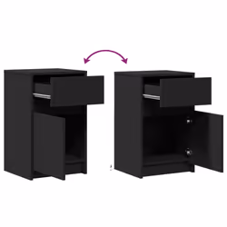 vidaXL Bedside Cabinet with LED Lights Nightstand Engineered Wood - black, 1 pcs - Additional view 9