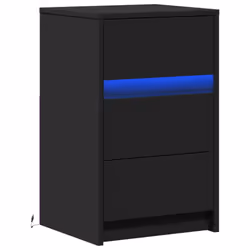 vidaXL Bedside Cabinet with LED Lights Bed Side Table Engineered Wood - black