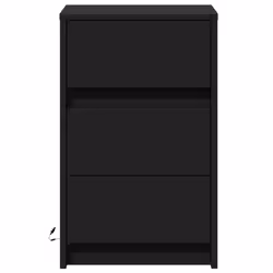 vidaXL Bedside Cabinet with LED Lights Bed Side Table Engineered Wood - black - Additional view 5