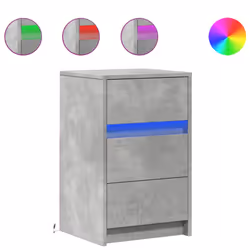 vidaXL Bedside Cabinet with LED Lights Bed Side Table Engineered Wood - concrete grey