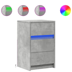 vidaXL Bedside Cabinet with LED Lights Bed Side Table Engineered Wood - concrete grey