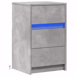 vidaXL Bedside Cabinet with LED Lights Bed Side Table Engineered Wood - concrete grey