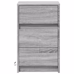 vidaXL Bedside Cabinet with LED Lights Bed Side Table Engineered Wood - grey sonoma - Additional view 5