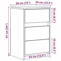 vidaXL Bedside Cabinet with LED Lights Bed Side Table Engineered Wood - brown oak