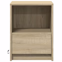 vidaXL Bedside Cabinet with LED Lights Bed Table Engineered Wood - sonoma oak, 1 pcs - Additional view 5