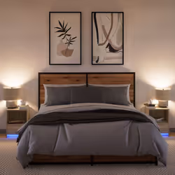 vidaXL Bedside Cabinet with LED Lights Bed Table Engineered Wood - sonoma oak, 2 pcs - Additional view 4