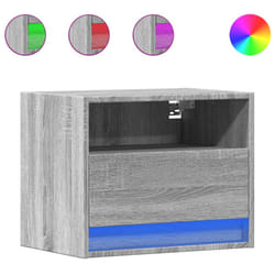 vidaXL Wall-mounted Bedside Cabinet with LED Lights Bed Cabinet - grey sonoma, 1 pcs