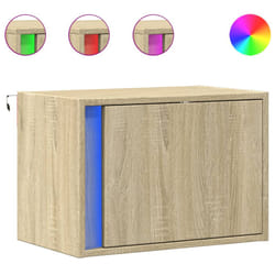 vidaXL Wall-mounted Bedside Cabinets with LED Lights Bed Cabinet - sonoma oak, 1 pcs