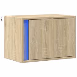 vidaXL Wall-mounted Bedside Cabinets with LED Lights Bed Cabinet - sonoma oak, 1 pcs