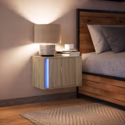 vidaXL Wall-mounted Bedside Cabinets with LED Lights Bed Cabinet - sonoma oak, 1 pcs - Additional view 4