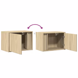 vidaXL Wall-mounted Bedside Cabinets with LED Lights Bed Cabinet - sonoma oak, 1 pcs - Additional view 9
