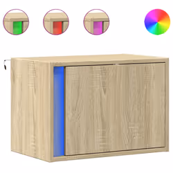vidaXL Wall-mounted Bedside Cabinets with LED Lights Bed Cabinet - sonoma oak, 2 pcs