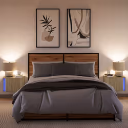 vidaXL Wall-mounted Bedside Cabinets with LED Lights Bed Cabinet - sonoma oak, 2 pcs - Additional view 4