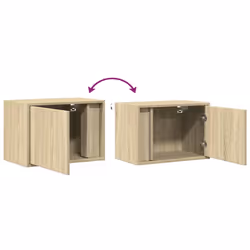 vidaXL Wall-mounted Bedside Cabinets with LED Lights Bed Cabinet - sonoma oak, 2 pcs - Additional view 9