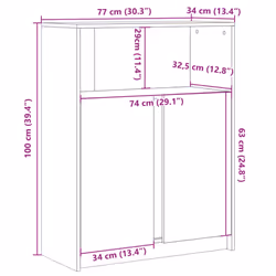vidaXL Sideboard with LED Side Cabinet Highboard Engineered Wood - white, 77 x 34 x 100 cm - Additional view 3