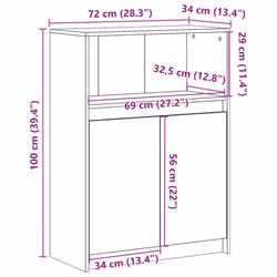 vidaXL Sideboard with LED Cupboard Side Cabinet Highboard Engineered Wood - concrete grey, 72 x 34 x 100 cm - Additional view 3