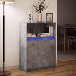 vidaXL Sideboard with LED Cupboard Side Cabinet Highboard Engineered Wood - concrete grey, 72 x 34 x 100 cm - Additional view 4
