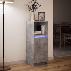 vidaXL Sideboard with LED Cupboard Side Cabinet Highboard Engineered Wood - concrete grey, 38 x 34 x 100 cm - Additional view 4
