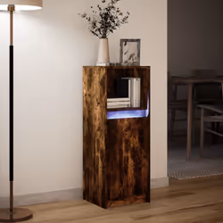 vidaXL Sideboard with LED Cupboard Side Cabinet Highboard Engineered Wood - smoked oak, 38 x 34 x 100 cm - Additional view 4