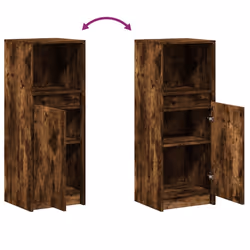 vidaXL Sideboard with LED Cupboard Side Cabinet Highboard Engineered Wood - smoked oak, 38 x 34 x 100 cm - Additional view 8