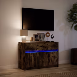 vidaXL TV Cabinet with LED TV Stand Media Unit TV Unit Engineered Wood - smoked oak - Additional view 4