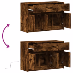 vidaXL TV Cabinet with LED TV Stand Media Unit TV Unit Engineered Wood - smoked oak - Additional view 8