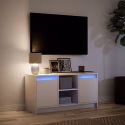 vidaXL TV Cabinet with LED TV Stand TV Unit Media Cabinet Engineered Wood - white, 100 x 34 x 50 cm - Additional view 4