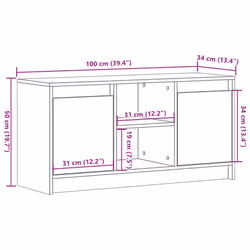 vidaXL TV Cabinet with LED TV Stand TV Unit Media Cabinet Engineered Wood - sonoma oak, 100 x 34 x 50 cm - Additional view 3