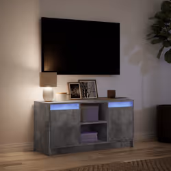 vidaXL TV Cabinet with LED TV Stand TV Unit Media Cabinet Engineered Wood - concrete grey, 100 x 34 x 50 cm - Additional view 4