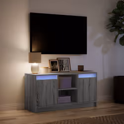 vidaXL TV Cabinet with LED TV Stand TV Unit Media Cabinet Engineered Wood - grey sonoma, 100 x 34 x 50 cm - Additional view 4