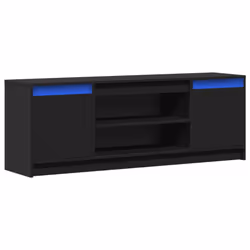vidaXL TV Cabinet with LED TV Stand TV Unit Media Cabinet Engineered Wood - black, 139.5 x 34 x 50 cm - Additional view 2