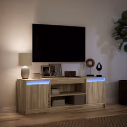 vidaXL TV Cabinet with LED TV Stand TV Unit Media Cabinet Engineered Wood - sonoma oak, 139.5 x 34 x 50 cm - Additional view 4