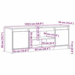 vidaXL TV Cabinet with LED TV Stand TV Unit Media Cabinet Engineered Wood - concrete grey, 139.5 x 34 x 50 cm - Additional view 3