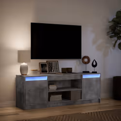 vidaXL TV Cabinet with LED TV Stand TV Unit Media Cabinet Engineered Wood - concrete grey, 139.5 x 34 x 50 cm - Additional view 4