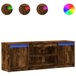 vidaXL TV Cabinet with LED TV Stand TV Unit Media Cabinet Engineered Wood - smoked oak, 139.5 x 34 x 50 cm