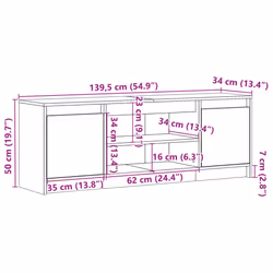vidaXL TV Cabinet with LED TV Stand TV Unit Media Cabinet Engineered Wood - smoked oak, 139.5 x 34 x 50 cm - Additional view 3