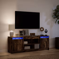 vidaXL TV Cabinet with LED TV Stand TV Unit Media Cabinet Engineered Wood - smoked oak, 139.5 x 34 x 50 cm - Additional view 4