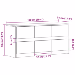 vidaXL TV Cabinet with LED TV Stand TV Unit Media Unit Engineered Wood - smoked oak, 100 x 34 x 50 cm - Additional view 3